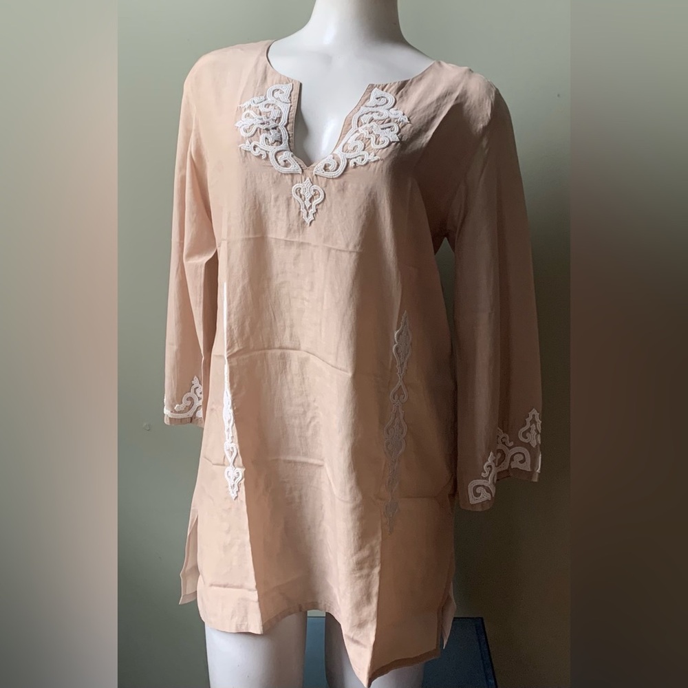 Armand Diradourian Silk Jeweled Beaded Tunic Cover Up